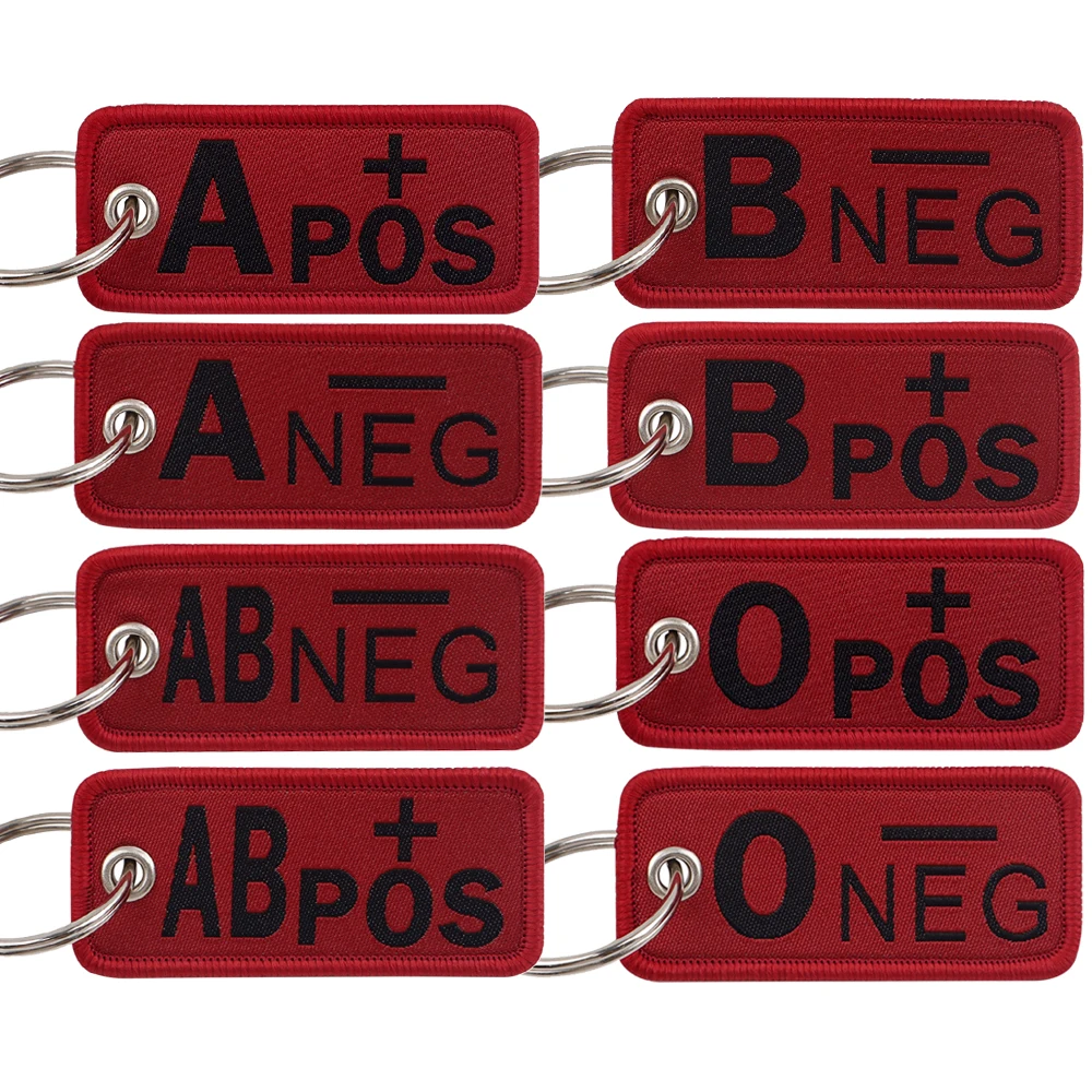 Llavero Blood Group para coches, mochila, llaveros, llaveros bordados de moda, etiqueta para llave, etiqueta Jet, accesorios, regalo para amigo, 1 Uds.