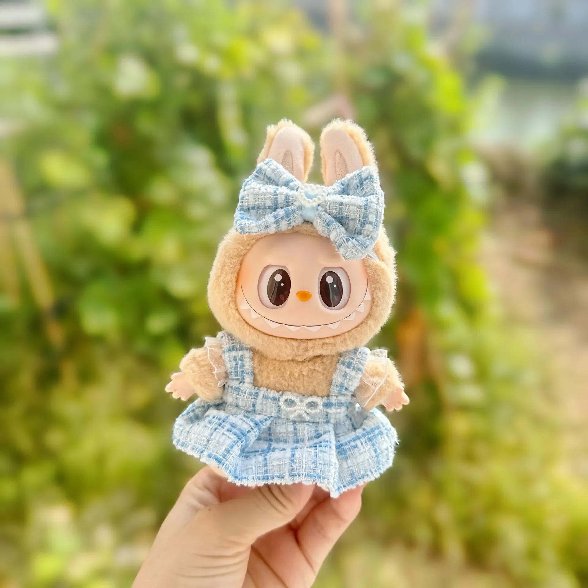 17cm Labubu Dolls Clothing Cute Mini Plush Doll'S Clothes The Monster Outfit Accessories Princess Dress Pearl Mini Pink Gifts