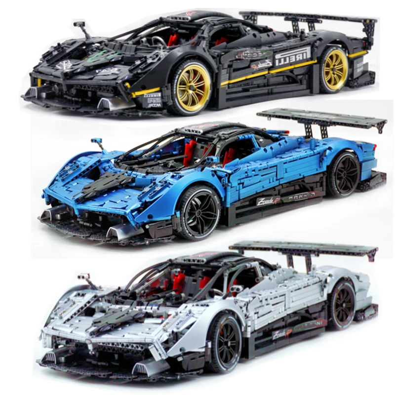 MOC ZondaR Paganii Bright Body 4500pcs Super Car Sportcar 1:8  High-tech LOX Technology Accessory Building Blocks Bricks Toys