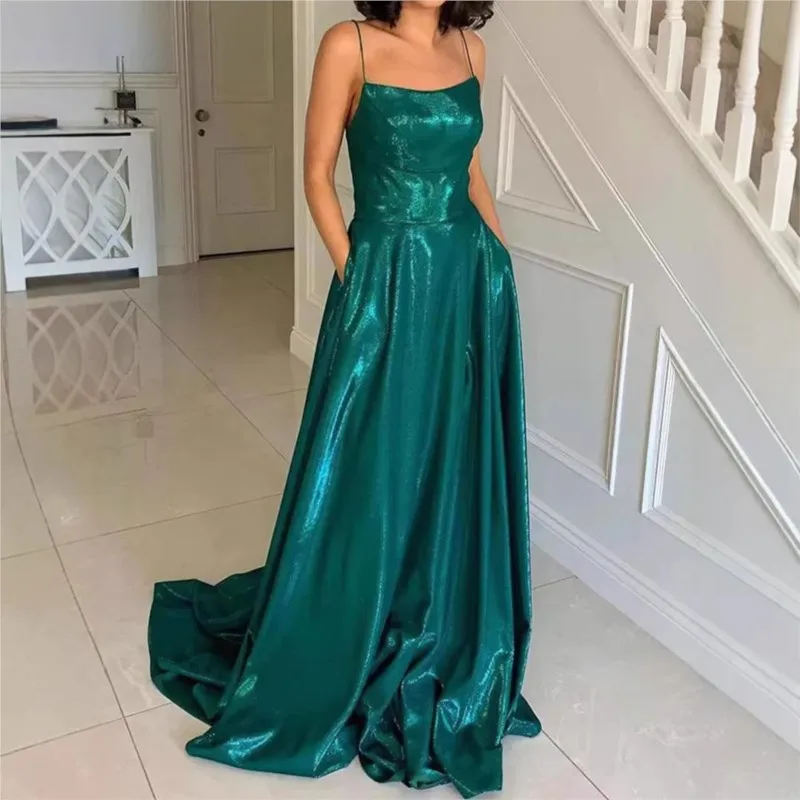 

Элегантное женское платье-бандо без рукавов с вырезами, длинное, с разрезом, блестящее, однотонное, для вечеринок, мода 2026