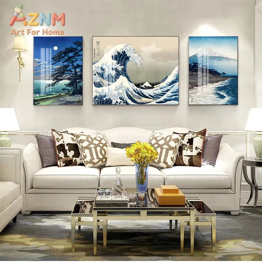

1/3pcs Pictures For Room Oriental Home Decor Vintage Japanese Landscape Poster Prints Wave Kanagawa Art Canvas Painting Wall