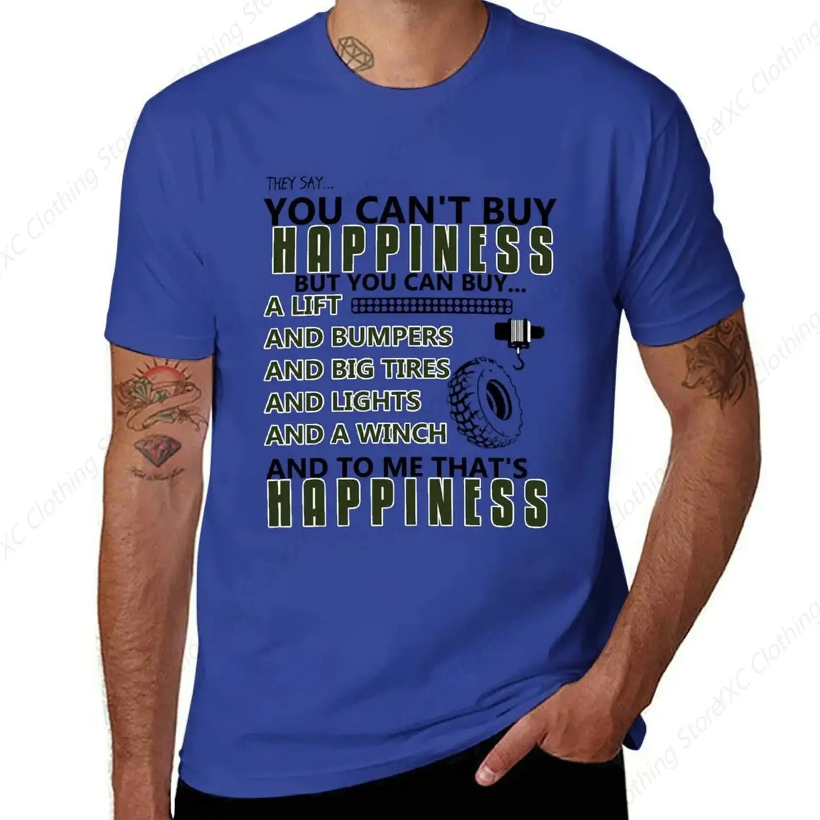 Happiness men's T-shirt- Short Sleeve Crew Neck Soft Fitted Tees S - 6XL Fresh Classic Basic Tshirts