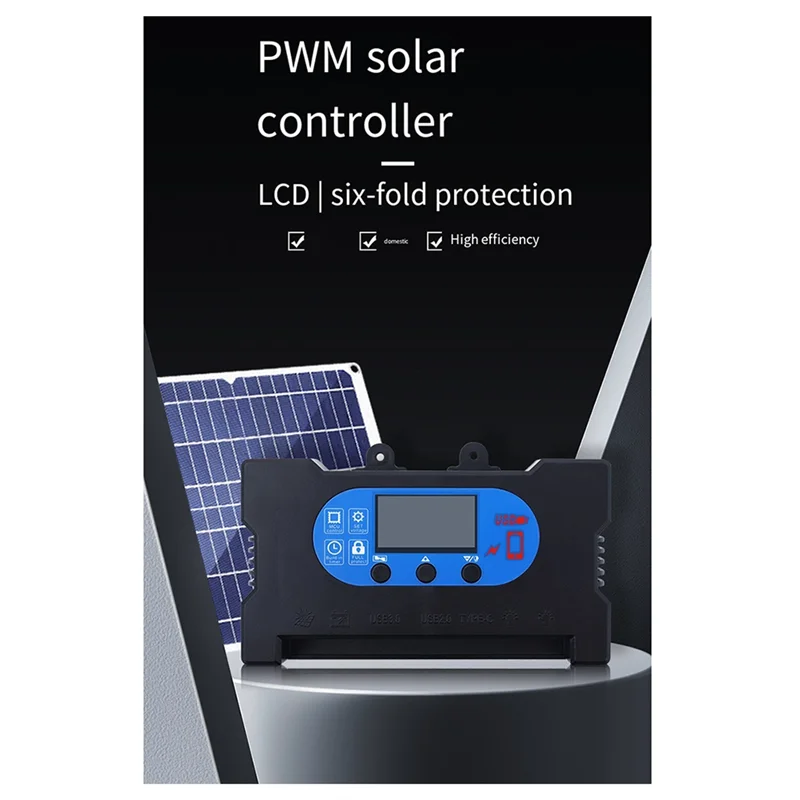 

Solar Controller Lead Acid Lithium Battery Universal Controller Dual USB Fast Charge Solar Controller 50A-ABAJ