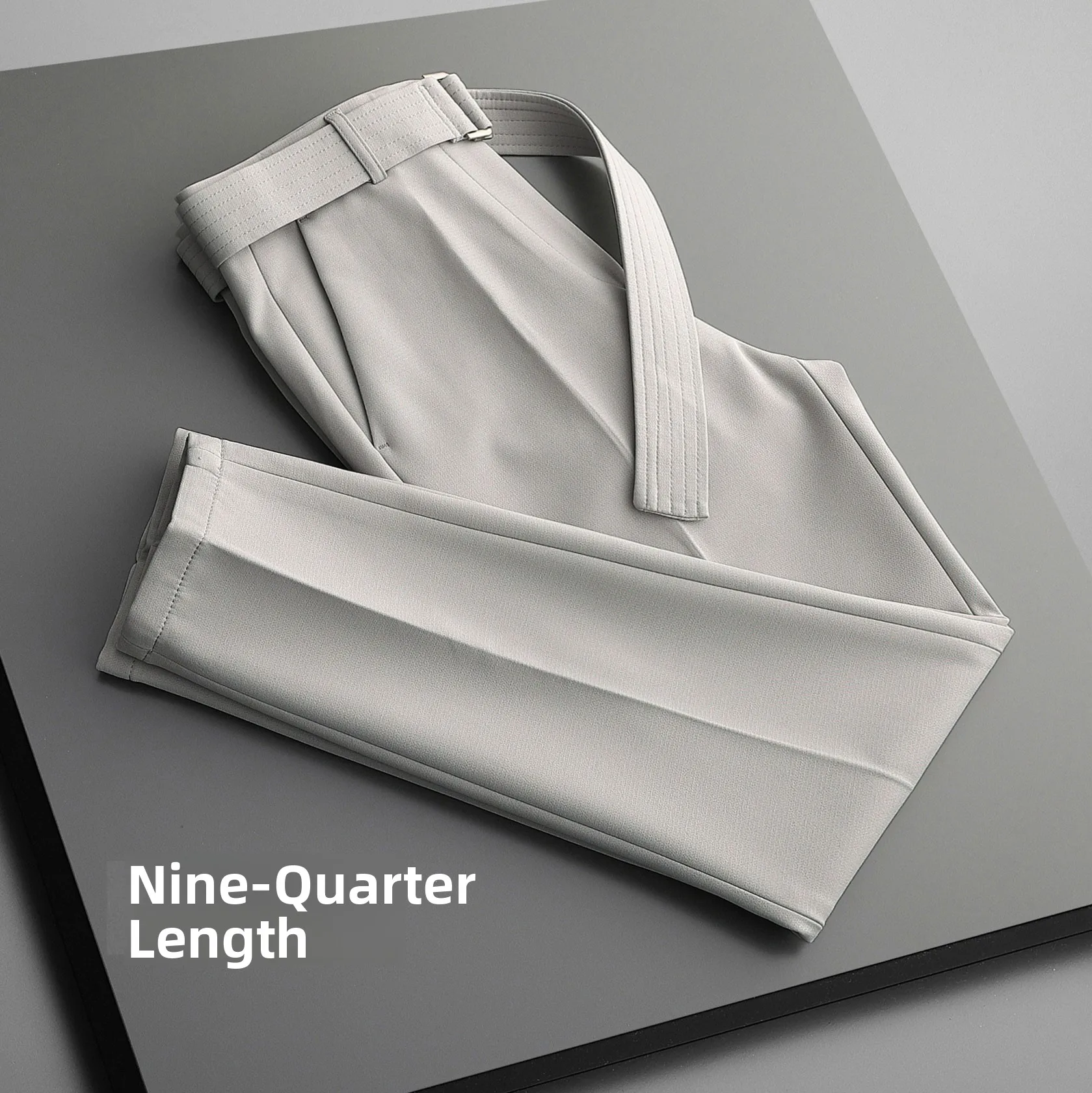 

Летние мужские брюки из ледяного шелка, зауженные, повседневные, тонкие, укороченные, гладкие, комфортные, молодежные, модные, однотонные, в западном стиле