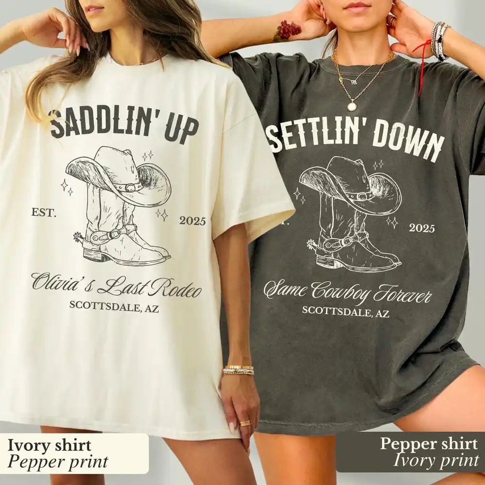 Custom Last Rodeo Bachelorette Shirts Same Cowboy Forever Unisex Tee Funny Comfort Shirts Cotton Y2K Top Daily Trendy Streetwear