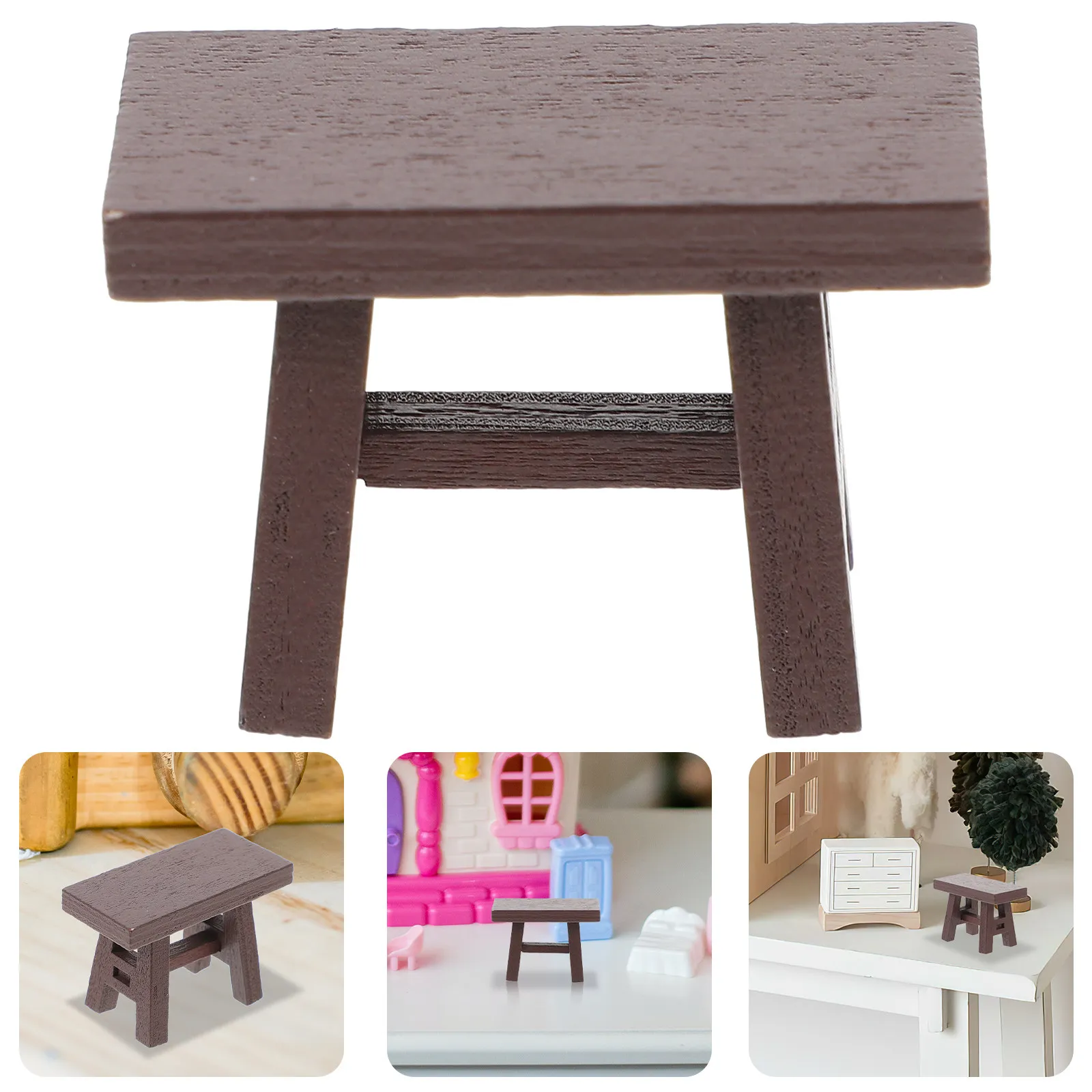 

4Pcs Mini Wooden Stool Dollhouse Accessories High Simulation Miniature Furniture Decor for Dollhouse Bedroom Living Room