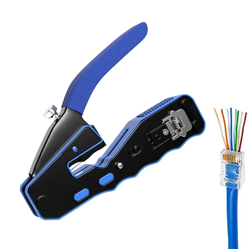 CNCOB  RJ45 Crimp Tool Pass Through Crimper Cutter for 8P8C RJ 45 Modular Connectors All-in-one Wire Crimping Tool