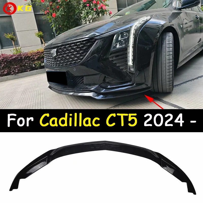 

The lower lip of the front bumper of the car is suitable for Cadillac CT5 front shovel 24-26ct5v - black wing front lip surround