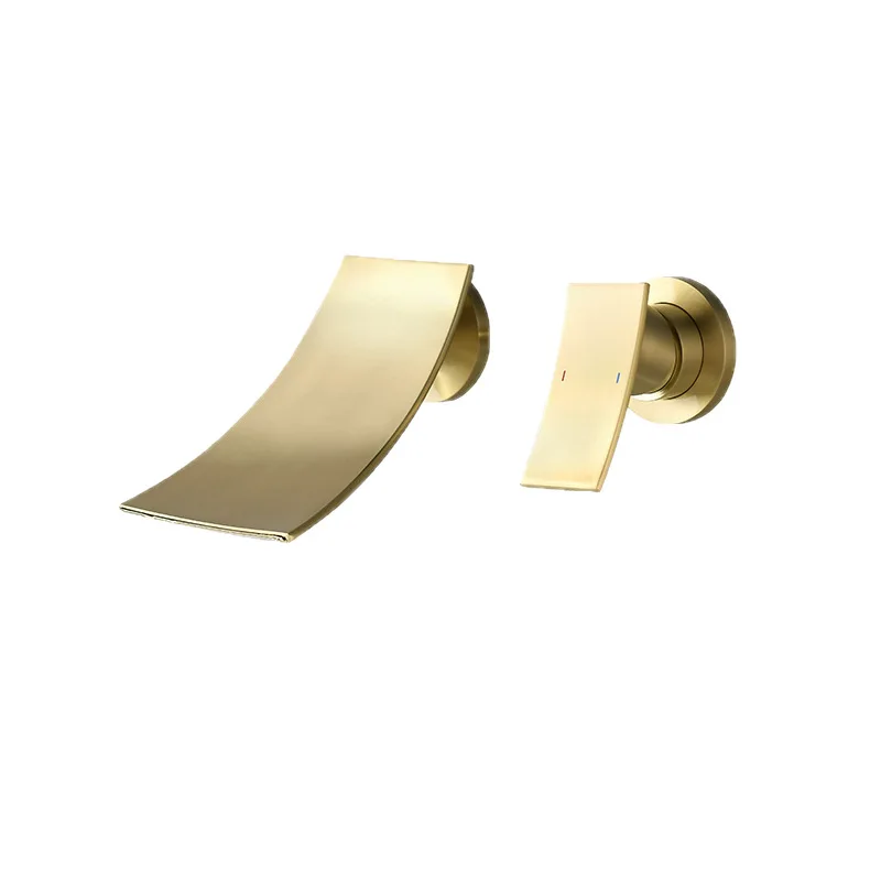 

All copper into the wall faucet basin waterfall hot and cold water concealed wall water outlet washbasin basin faucet