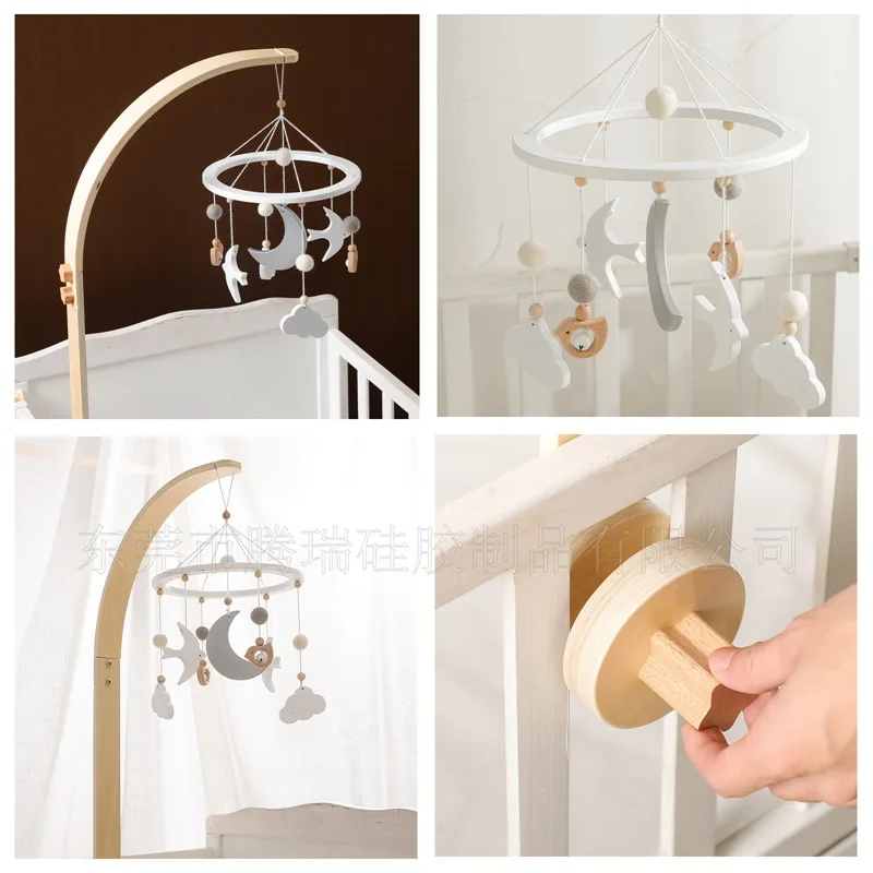 Nordic curvo berço do bebê suporte móvel com pássaro branco pendurado móvel interativo calmante vento carrilhão brinquedo recém-nascido berçário