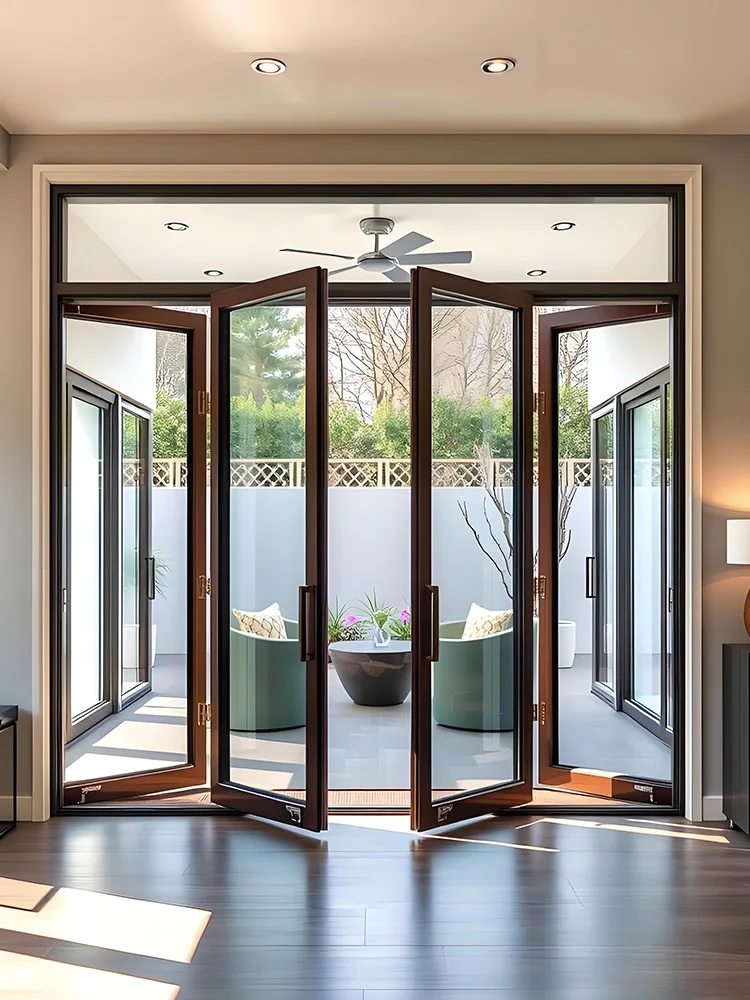 Accordion Folding Door Sliding Patio Bi-Fold Front Exterior Interior Door Thermal Break Aluminum Double-glazed Home Decor Custom