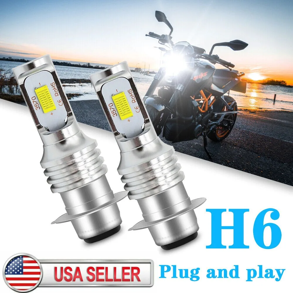 2PCS BA20D H6 2323 3570 CSP Chips LED 100W Motorcycle Fog DRL Brake Parking Light Lamp Bulb