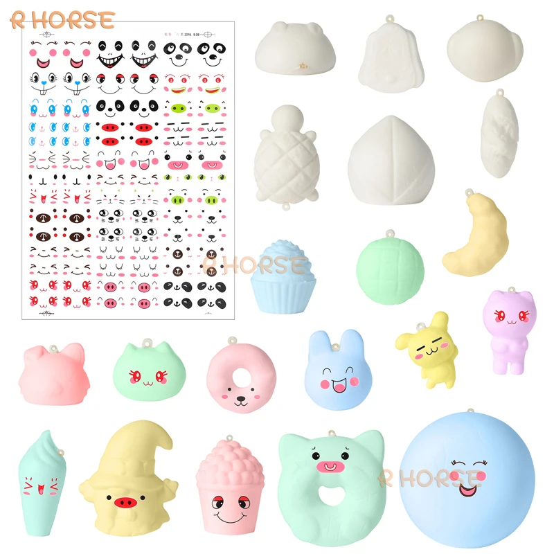 Random 20 Pack DIY Kawaii Cream Scented Toy Set Slow Rising Food Squeeze Mochi Stress Relief Toys Keychain Decoration for Kids