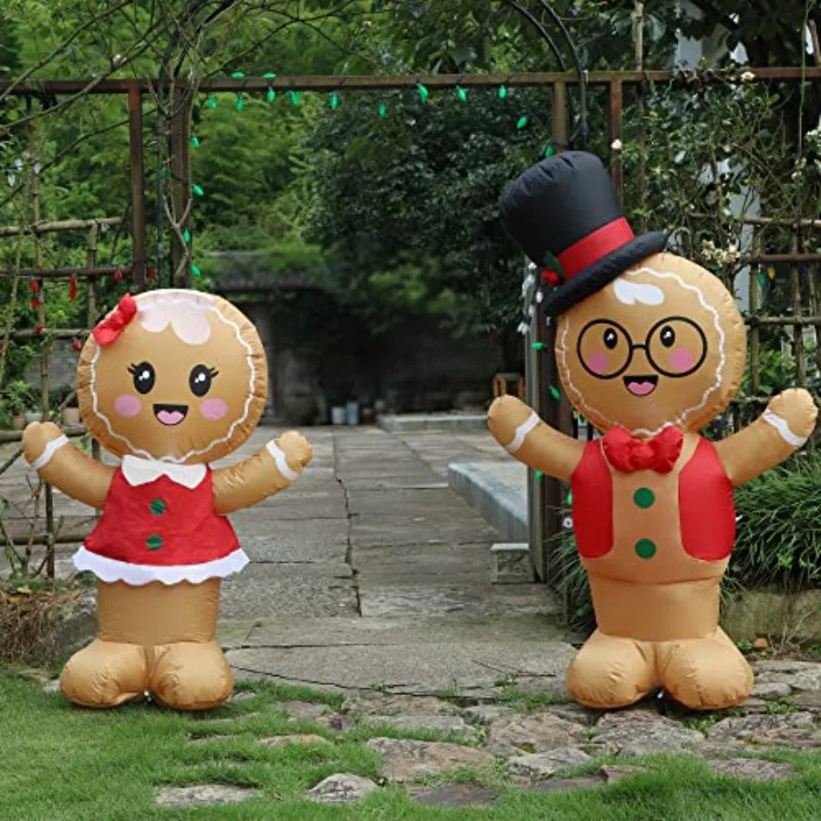 عيد الميلاد نفخ الديكور 5FT مجموعة من 2 تفجير ترحيب الزنجبيل رجل زوجين رائعتين عيد الميلاد نفخ الزنجبيل الخبز رجل fo #5