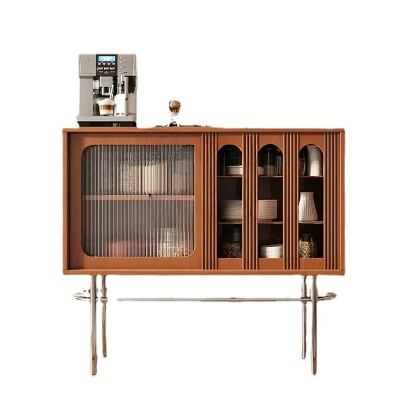 

Nordic Style Light Luxury Entrance Cabinet Glass Storage Cabinet Style Solid Wood Sideboard