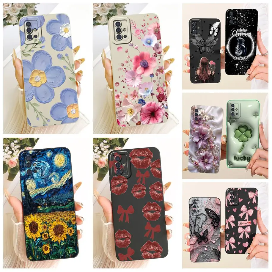 Funda para Samsung Galaxy A31 A51 A71 4G, funda SM-A315F A515F A715F, parachoques de silicona suave con flores populares para Samsung A51 5G