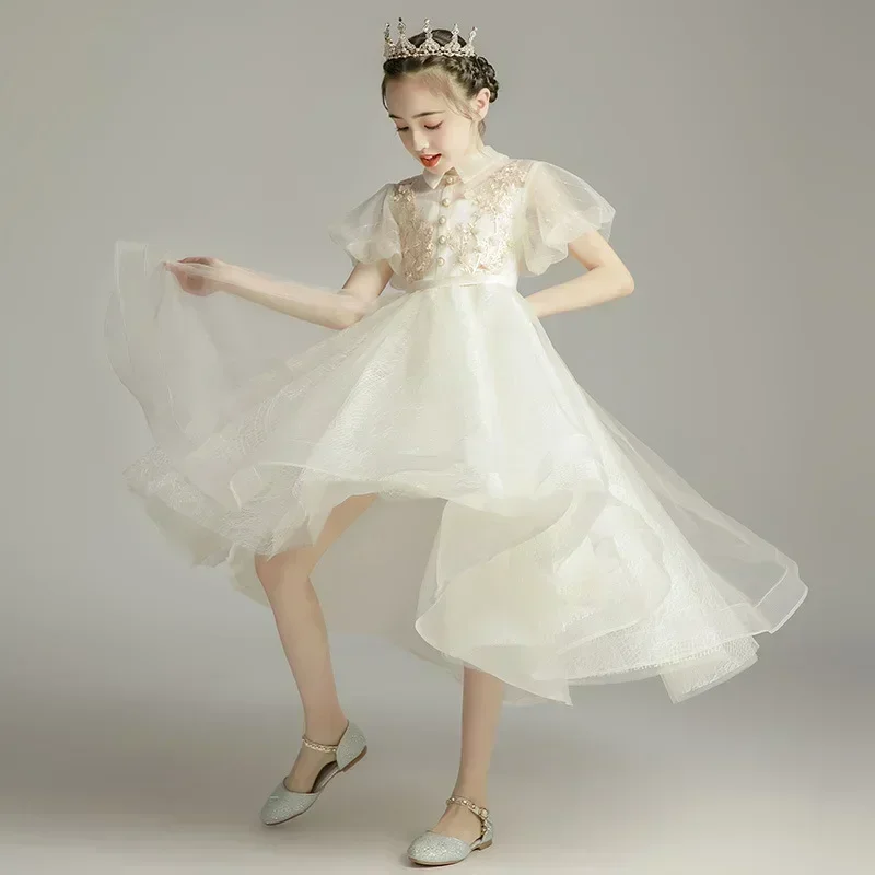 Flower Girl Princess Children's Evening  Fashionable Little Girl Birthday Fluffy Gauze Girl Host Performance Dress