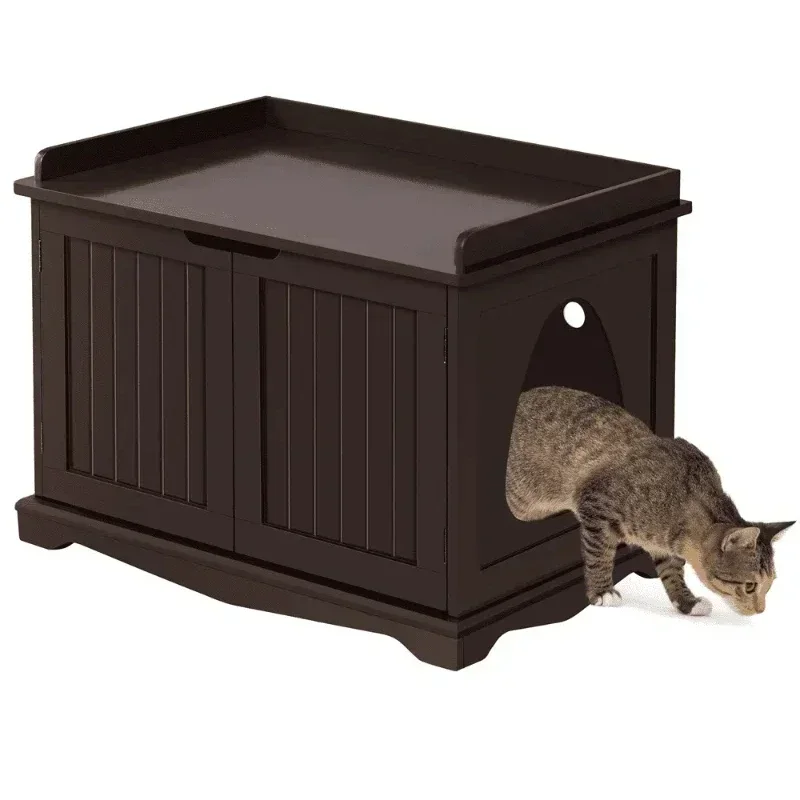 

Wooden Cat Litter Box Furniture with Door, Espresso