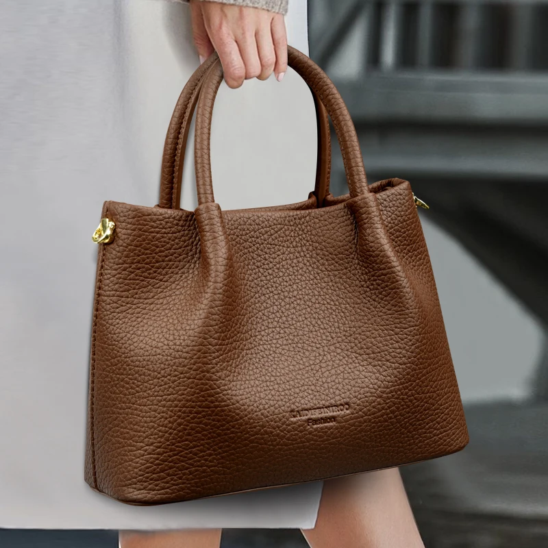 

Genuine Brand High End Soft Pu Leather Shoulder Bag For Women Casual Tote Bag Femalebmple Design Handbag Commuting Sac