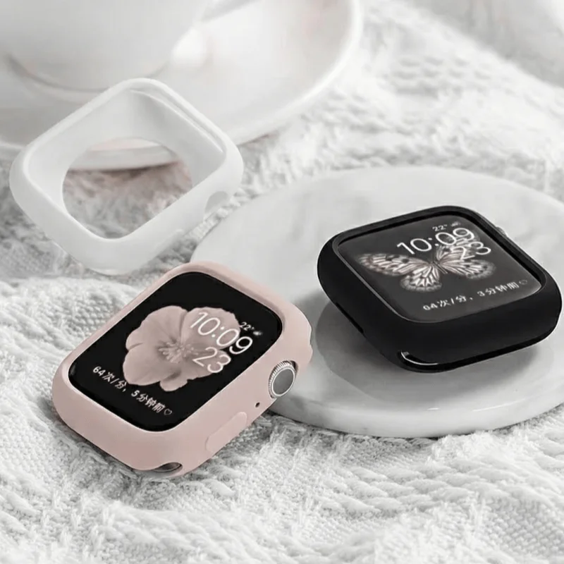 TPU Silikonhülle für Apple Watch Case 9 8 7 45mm 41mm Stoßfänger-Schutzhülle iWatch Series SE 6 5 4 3 2 1 44mm 40 38 49 42mm