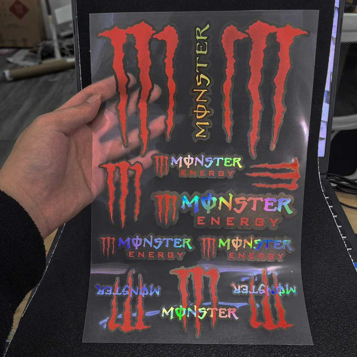 レーザーモンスターエナジーステッカーオートバイタンクヘルメットデカールヤマハ R1 R3 R6 MT07 MT09 MT10