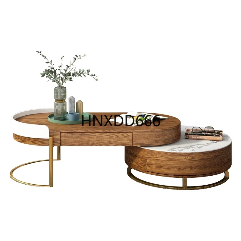 

Stone Plate Coffee Table TV Cabinet Combination Small Apartment Living Room Furniture Modern Minimalist Retractable TV Cabinet