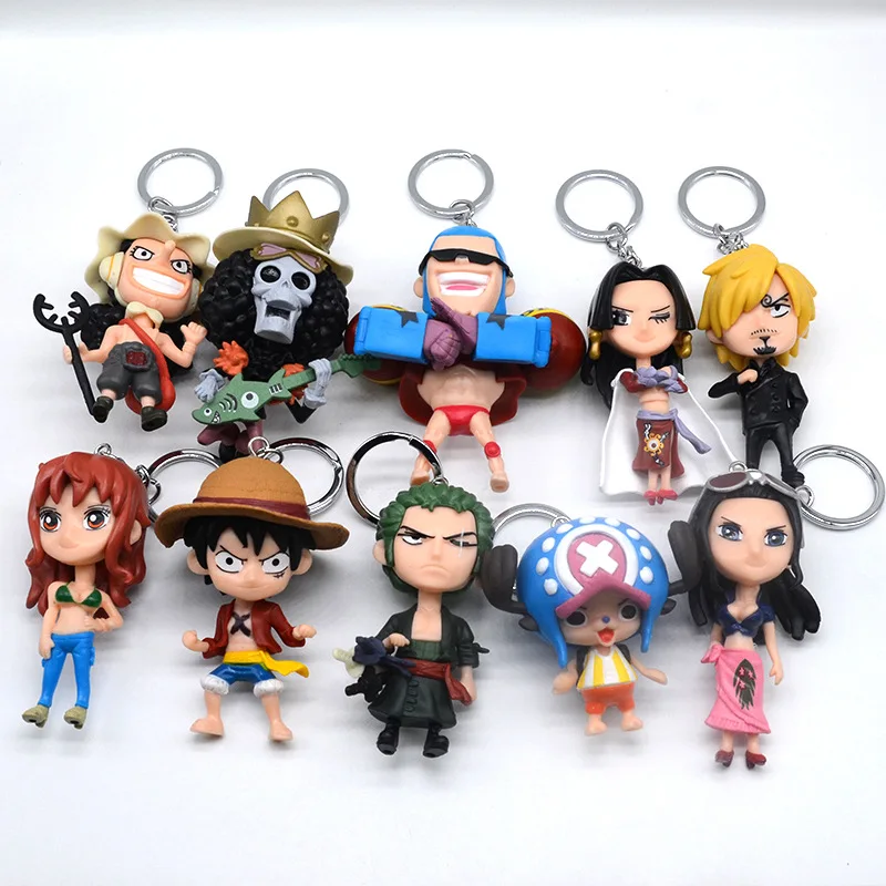 10Pcs/Set 5-10cm Anime New One Piece Luffy Zoro ACE Pirate Garage Kits Model Furnishing Articles Pendant Keychain Gifts