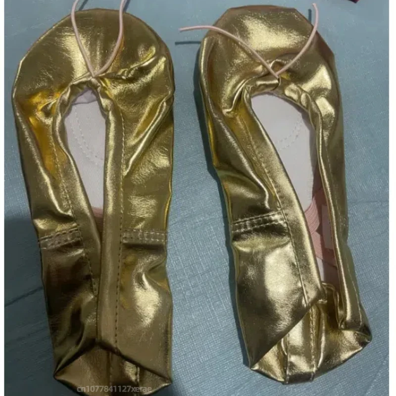 Детская танцевальная обувь, обувь из искусственной кожи на мягкой подошве, обувь с кошачьими когтями, женская танцевальная обувь для йоги золотого и серебряного цвета, балетная танцевальная обувь