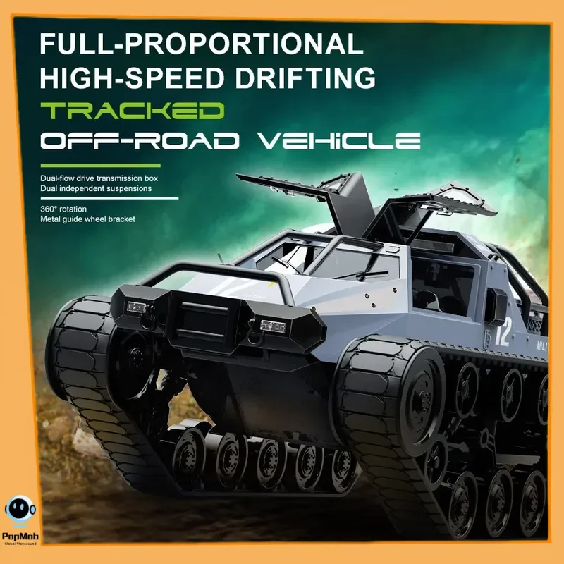 High Speed Electric Tracked Tank Toy 2.4G Remote Control RC Car for Kids All Terrain Off-Road Armored Vehicle