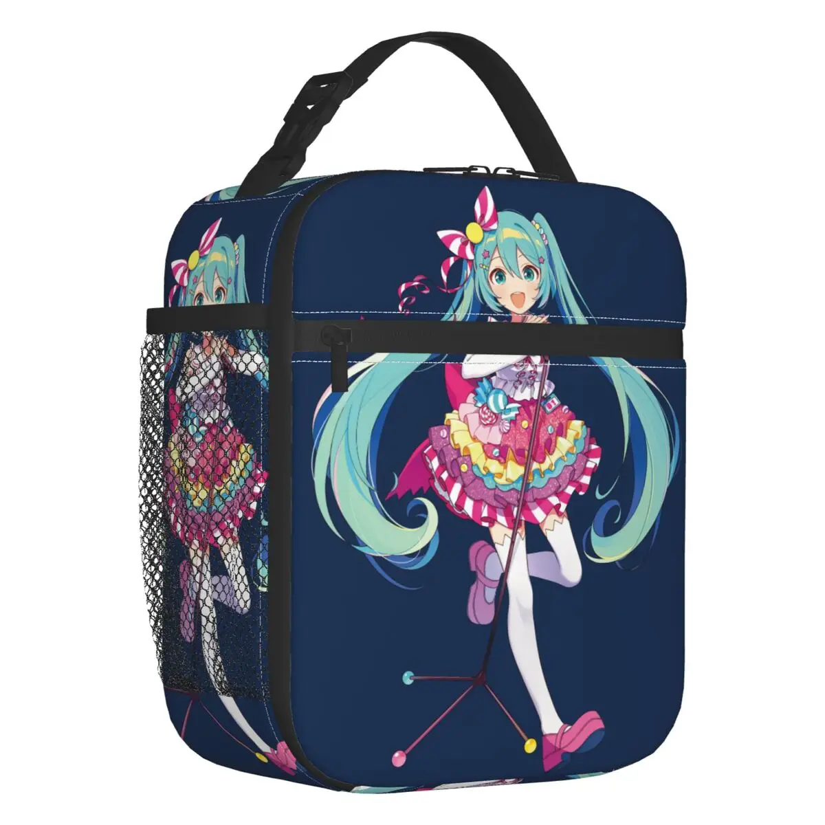 カスタムハツネミク-vocaloid-ロックアニメ断熱ランチバッグ女性男性用ポータブルクーラーサーマル弁当ボックスオフィスワークスクール