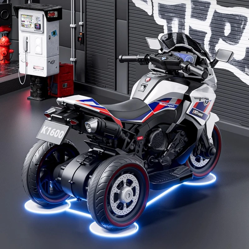 Motocicleta eléctrica para niños, coche de juguete de 12 V con asiento doble y control remoto, faros LED, ruedas grandes, caja fuerte Bluetooth