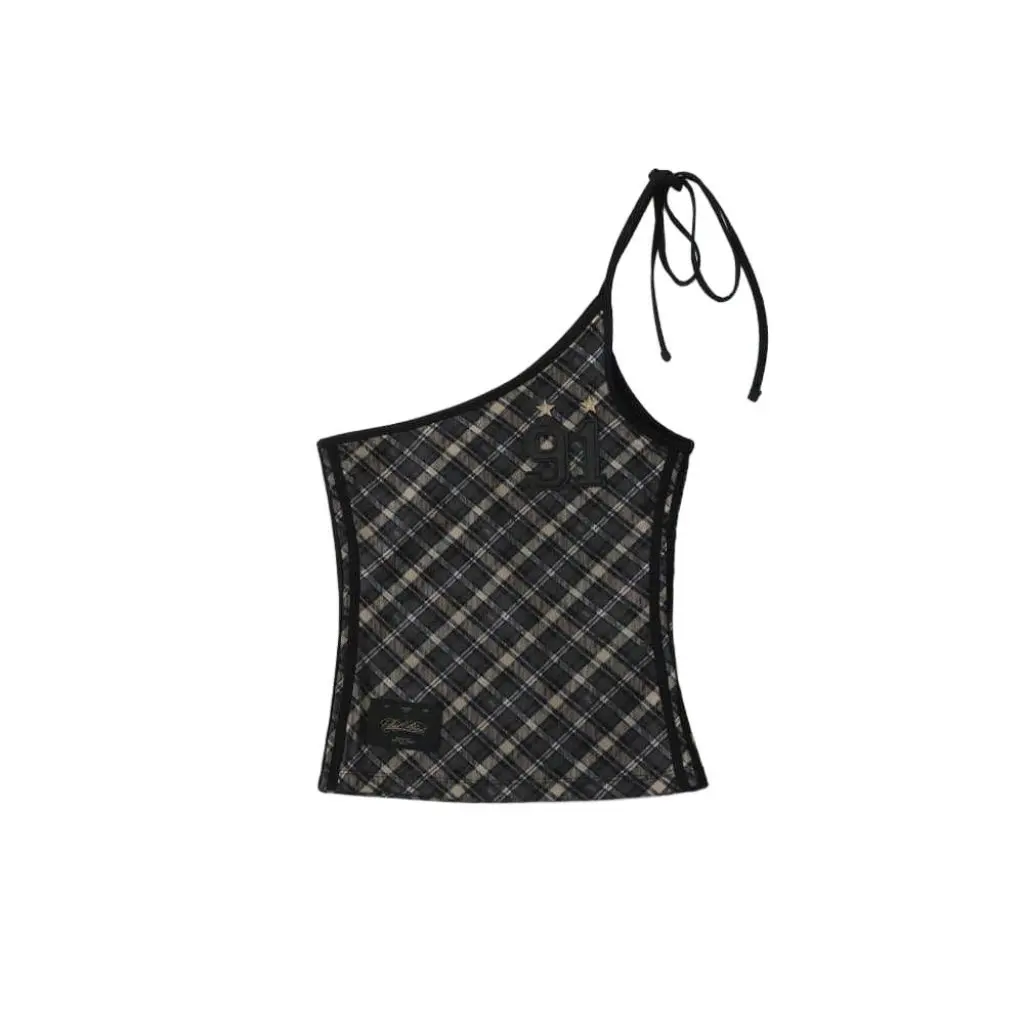 

Badblood American Style Retro Camouflage Mesh Lace-Up Vest Top Slim-Fit Short Shoulder Strap for Women Sexy Spice Girl