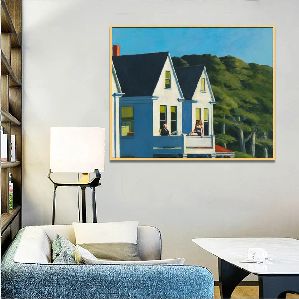 and painted high quality reproduction of Second Story Sunlight by Edward Hopper Wall Picture For Living Room,Home Decorations