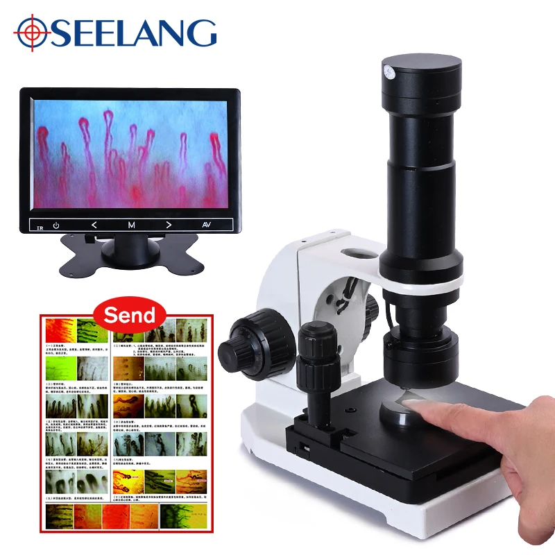 Microscópio Biológico Digital hd Dispositivo Eletrônico com Tela Lcd para Microcirculação Inspeção de Sangue 880 Cores Polegadas