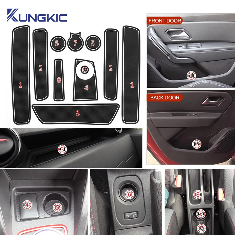 

For Dacia Duster 2018 2019 2020 2021 Anti-Slip Gate Slot Cup Mat Non-Slip Door Groove Pad Interior Accessories