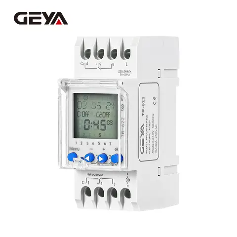 GEYA Din Rail Week Programmable Digital LCD Timer Switch 220V 7Days 24h Automatic Time Adjustment And Countdown Time Relay