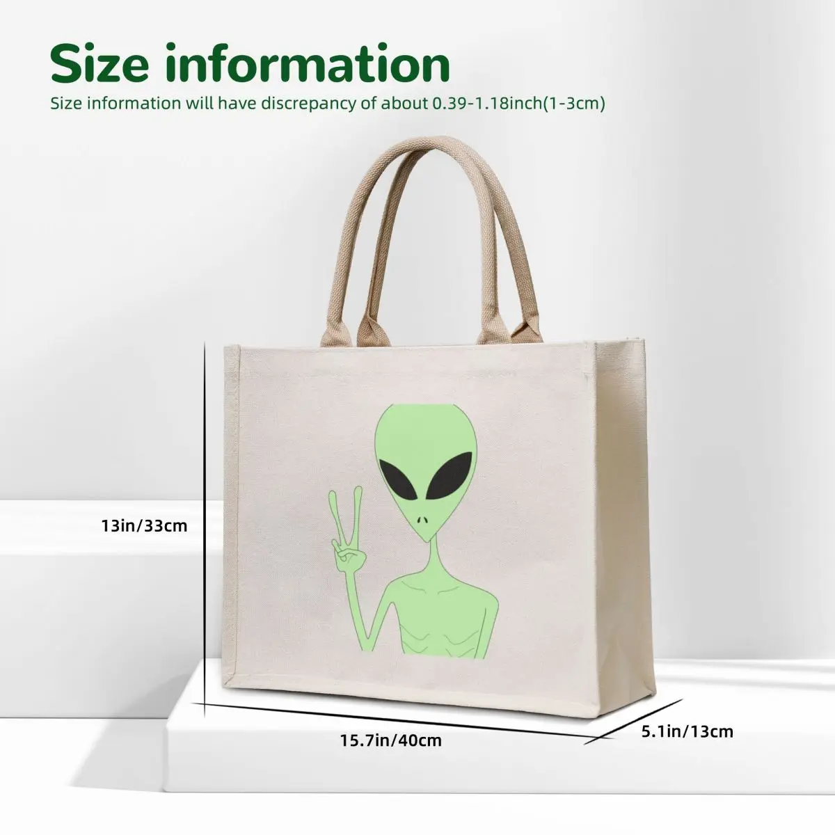 Peace Alien Tote Bag large size bags tote bags aesthetic shoping bag
