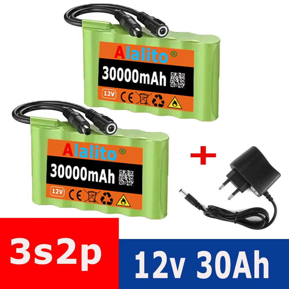 

18650 Rechargeable Battery 12V 30000mah Lithium Battery Pack Capacity DC 12.6V 30Ah CCTV Cam Monitor with Charger