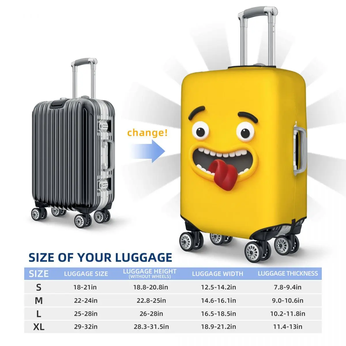 Crazy Expression Suitcase Cover Flight Funny Cartoon Elastic Luggage Supplies Travel Protection