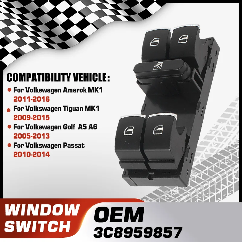 

Car Power Window Switch For Volkswagen Amarok Volkswagen Tiguan Volkswagen Golf A5 Volkswagen Golf A6 VW Passat 3C8959857 10Pins