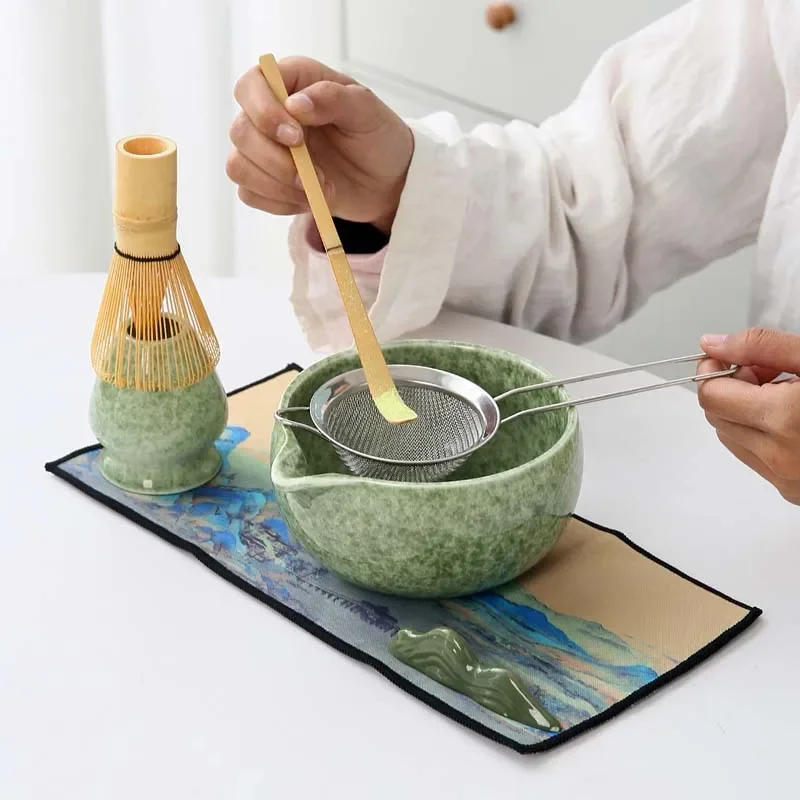 

7pcs/Set Japanese Ceramic Matcha Tea Set, Matcha-colored Chawan Hyakken-tate Colorful Box Chasen (tea Whisk) Complete Set