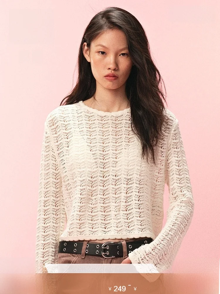 

Женский вязаный кардиган H&M с длинными рукавами и круглым вырезом, мягкий, повседневный, стандартного кроя, из смесового хлопка и акрила