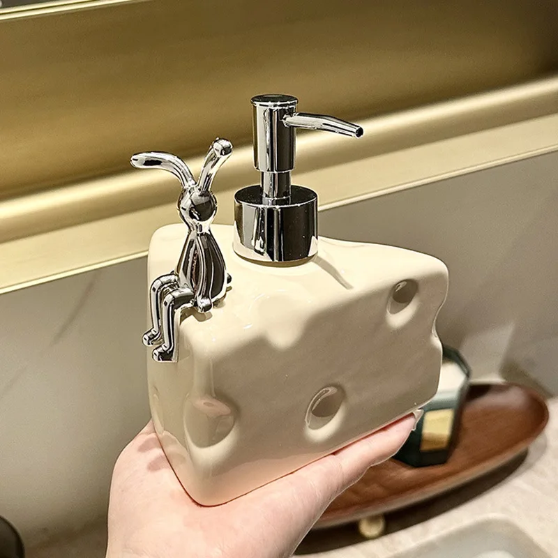Creative Ceramic Cheese Soap Dispenser Household Hand Sanitizer Bottle Bathroom Shower Gel Emulsion Bottle Bathroom Decoration
