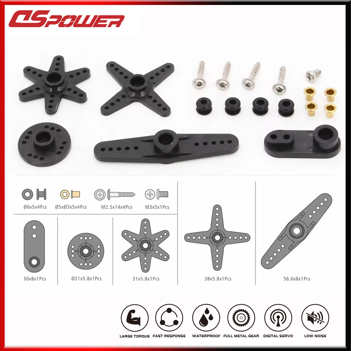 Dspower-rcサーボアームダブルヘッドラウンドタイプステアリングギア、rcカー用アクセサリーセット、ドローン、飛行機モデル、クローラー部品、25t、28t