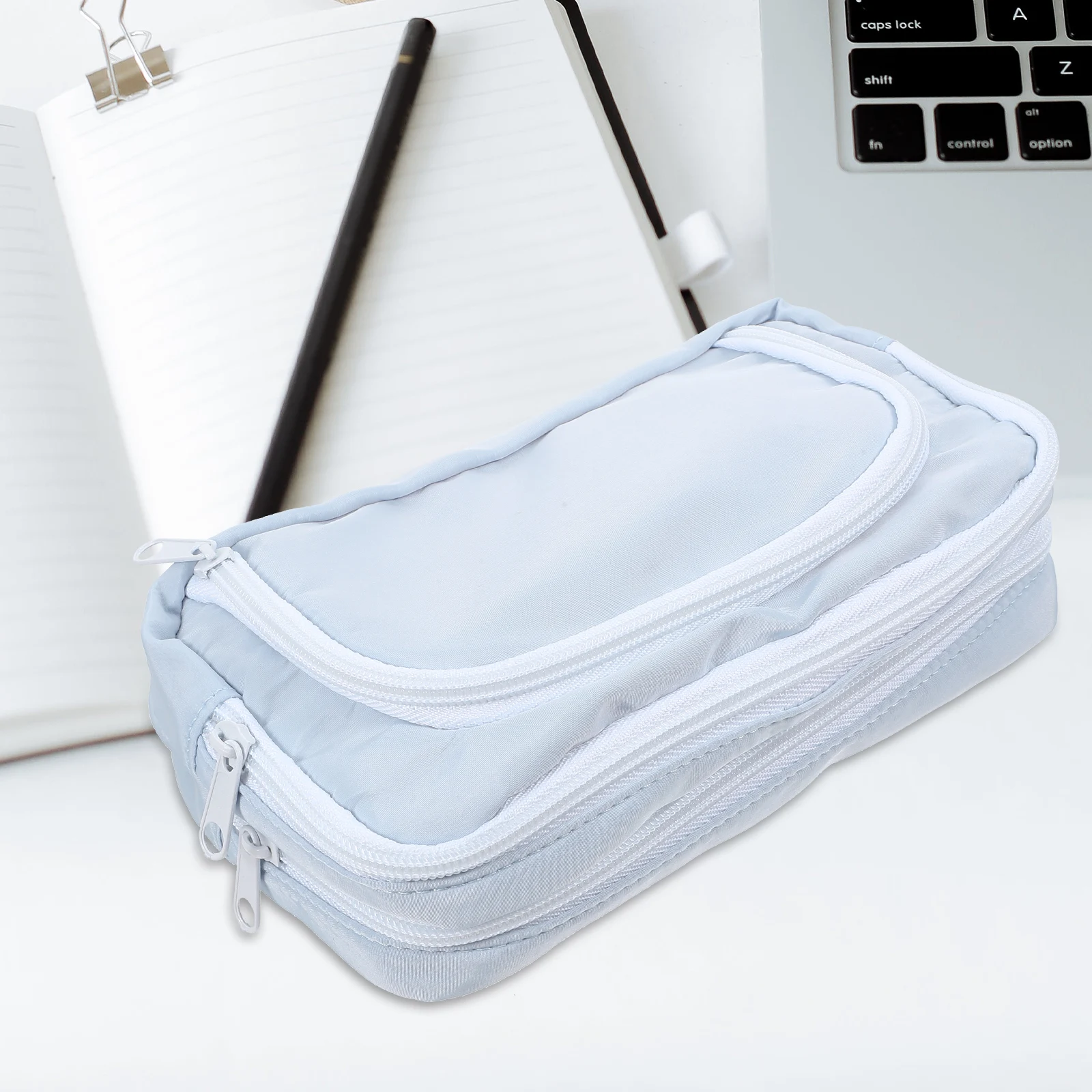 

Large Capacity Stationery Box Pencil Bag Cloth Aluminum Alloy Zipper Storage Holder Multi-function Pen Case for Students Office