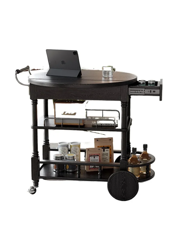 American retro trolley, home folding dining car, ancient style movable side table