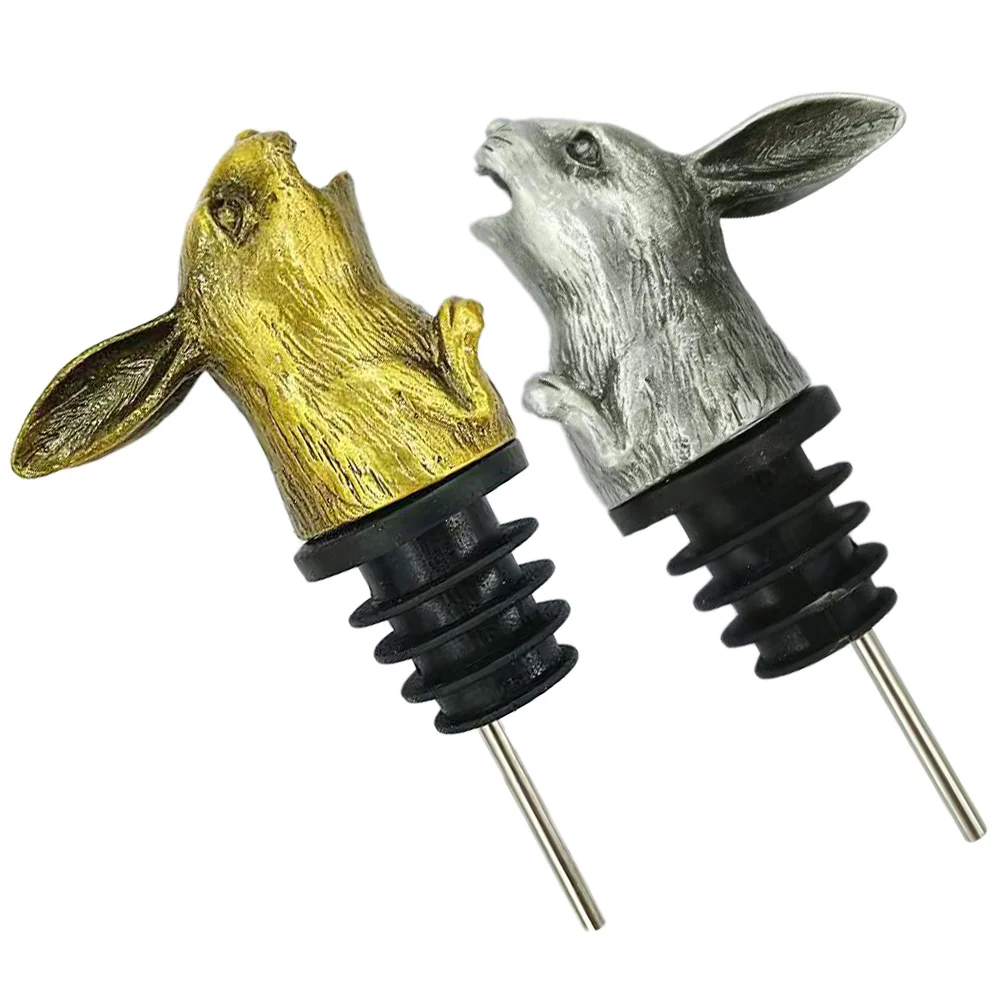 

2pcs Rabbit Head Stainless Steel Aerator Spout Easter Bunny Liquor Oil Bottle Stopper Bar Accessories Bottle Pourer
