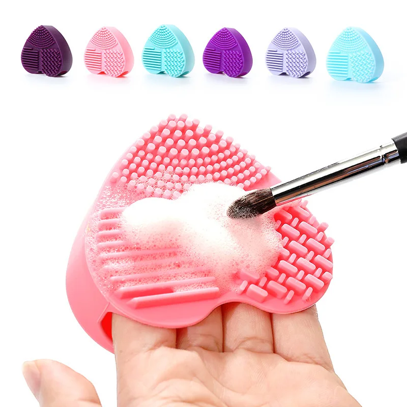 1pc Heart Shape Makeup Brush Cleaner Silicone Brush Washer Makeup Brush Cleaning Tool Brush Clean Bowl Brush Washing Tool