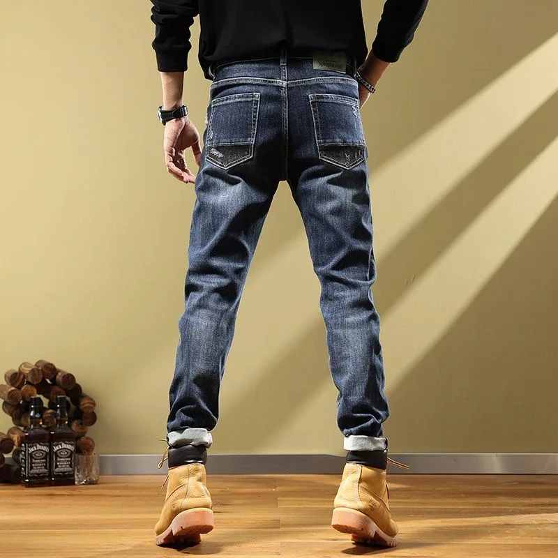 2023 Spring and Autumn New Classic Fashion Trend Elastic Straight Leg Jeans For Men Casual Comfort High Quality Small Foot Pants