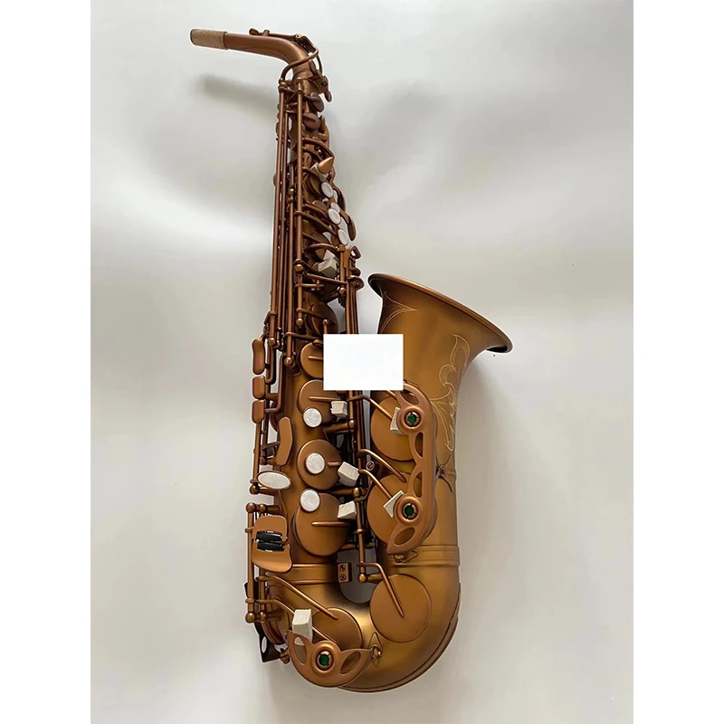 

High-end matte gold professional Alto saxophone flat E-tune brass gold-plated matte process high-quality tone jazz instrument